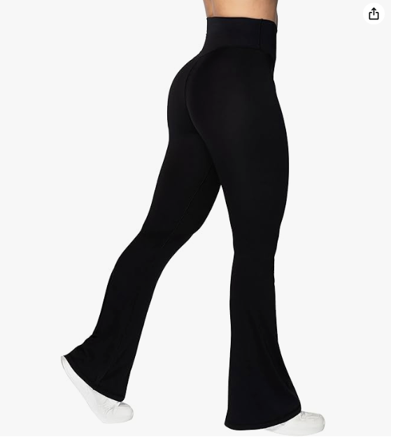 Pantalones de yoga cruzados para mujer con control de barriga, cintura alta y pierna ancha, color negro 1A