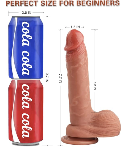 Dildo realista para principiantes de silicona enorme realista, con ventosa fuerte para jugar con manos libres, pene realista para consoladores de estimulación del punto G, juguetes sexuales anales para mujeres y parejas de 7,7" 34A