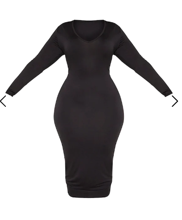 Vestido midi de manga larga con cuello negro 37A