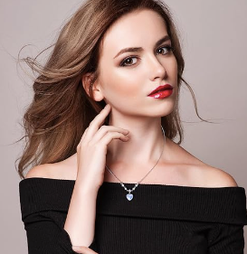 Collar de piedra lunar de plata con colgante de corazón y circonita cúbica para mujer, collares hechos a mano, joyería de piedra lunar para el día de San Valentín 65A