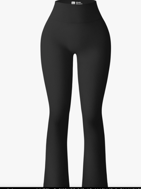 Leggings acampanados de yoga con pierna ancha y control de barriga acanalados de cintura alta para mujer 84A